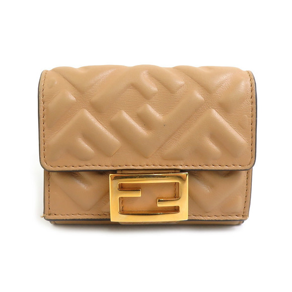 Fendi Baguette Micro Leather Tri Beige Wallet - Picture 1 of 5